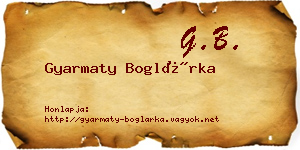 Gyarmaty Boglárka névjegykártya